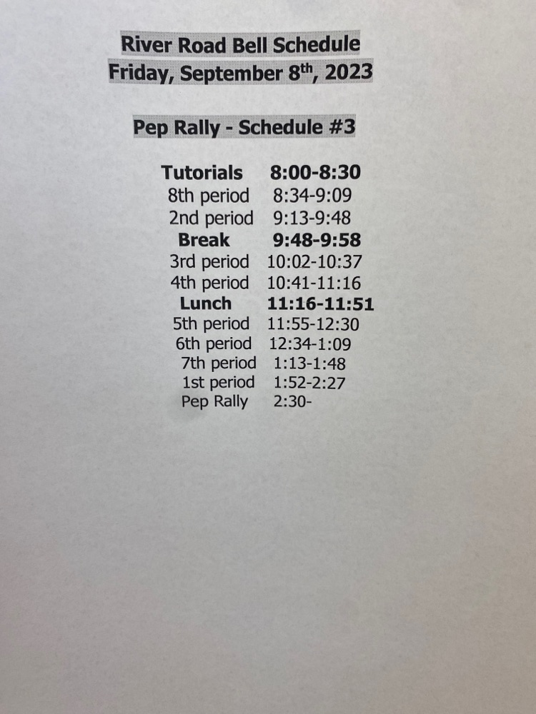 September 8th Jr High bell schedule 