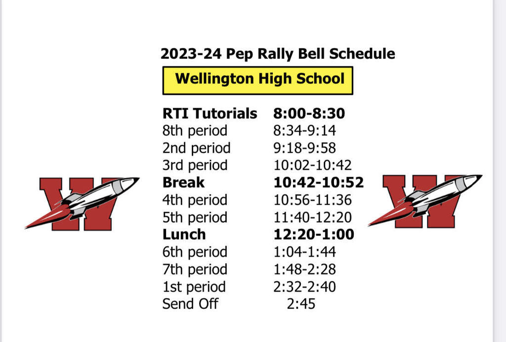 Here is pep rally bell schedule for today! 